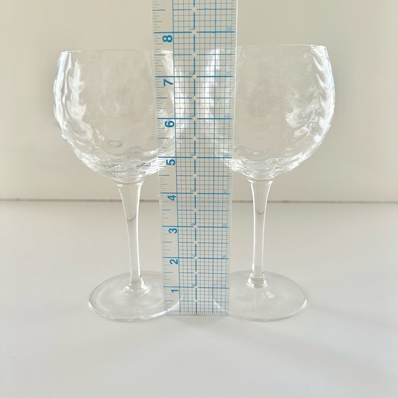 Waterfall Clear Glass Wine Glasses west Virginia Glass Company Optic Loop - Picture 7 of 9